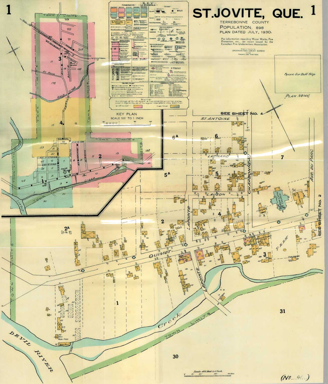 Plan-d'assurance-incendi_St-Jovite_1930_Sud-Ouest